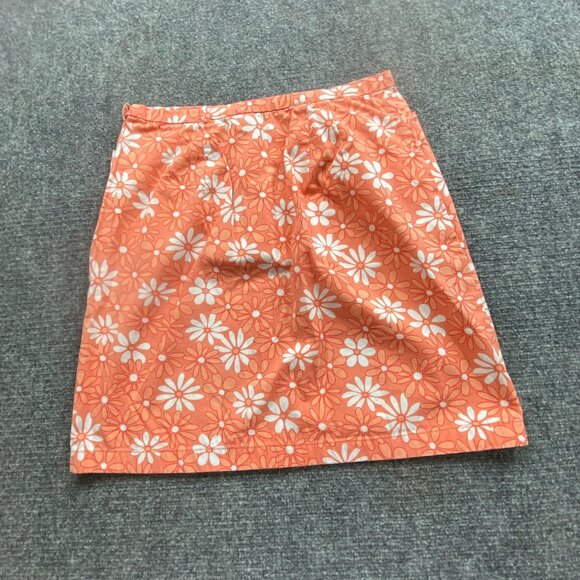 Ann Taylor Loft Skirt Womens 10 Orange & White Floral tropical‎ Hawaiian beach - Picture 9 of 10